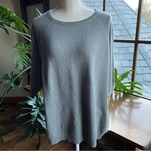 Autumn Cashmere Taupe Gray Cashmere Crew Neck Short Sleeve T Shirt Sweater